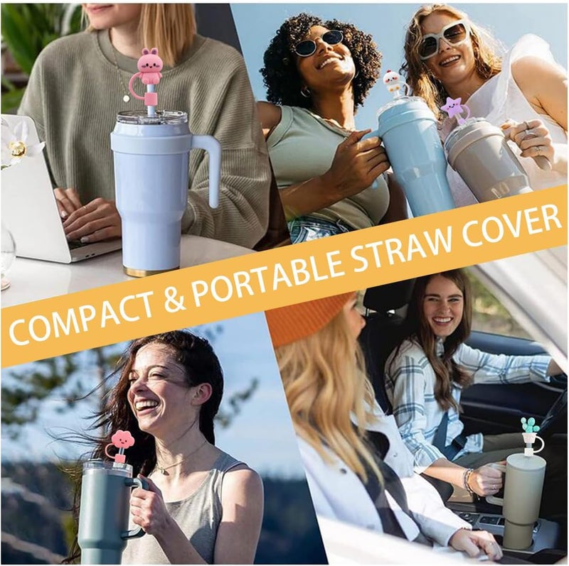 DALOO 15 PCS Cute Silicone Straw Cover Cap for Stanley Cup Accessories,Simple Modern Straw Covers,10mm Straw Topper Compatible with 30&40 Oz Tumbler - Image 2